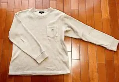 ベージュ リブ編みニット セーター