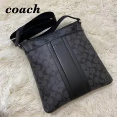 コーチ　ショルダーバッグ サコッシュ　シグネチャー　PVC×レザー ブラック