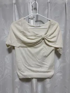 PEYTON PLACE アイボリー リボン付き半袖セーターのサムネイル