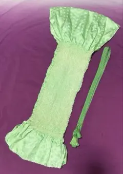 帯締め、帯揚げセット　黄緑色　絹