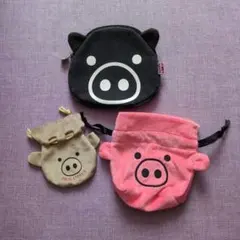 drug store's 豚デザインポーチ３点セット