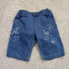 mezzo pianoハート刺繍デニムハーフパンツ 130
