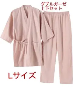 新品甚平 部屋着 L上下セット 夏用作務衣じんべいレディース 温泉入院ガーゼ通気