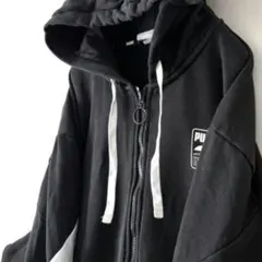 プーマ PUMA ロゴフルジップ スウェット パーカー L ブラック 黒 古着