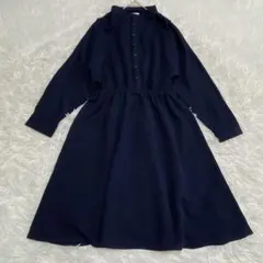 KOE コエ　ニットワンピース　ネイビー ウエストゴム　長袖　美品　S