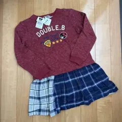 【新品タグ付】ダブルB ワンピース 130 チェック 異素材切替 日本製