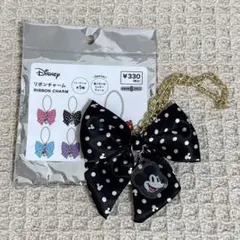 キャンドゥ　ディズニー　リボンチャーム　黒　ミッキー