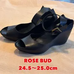 ROSE BUD ローズバッド 本革 サンダル 黒 ウェッジソール 39のサムネイル