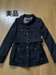 BURBERRY BLACK LABEL ネイビートレンチコートノバチェック38