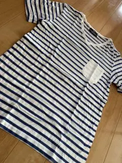 HARE ストライプ Vネック Tシャツ 左胸ポケット付き