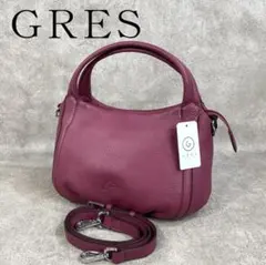 未使用】 GRES グレ 牛革 ２ウェイ ハンドバッグ ワイン