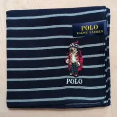 ポロラルフローレン　ハンカチ　ポロベア　ボーダー(ネイビー)
