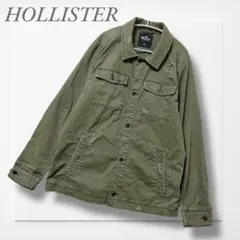 ホリスター◆ミリタリージャケット(XL)カーキ ダメージ加工 バックプリント