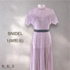 SNIDEL 総レース ロングワンピ M くすみピンク 結婚式 二次会 ドレス