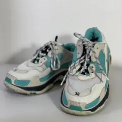 BALENCIAGA スニーカー 38 ホワイト/ターコイズ　トリプルS