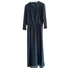 LACE LADIES パーティーレースドレス Sダークブルー