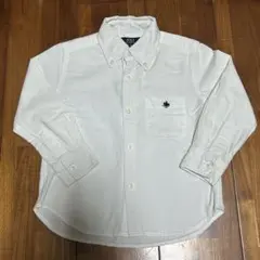 キッズ110cm・POLO・ボタンダウン・白長袖シャツ(※シミ有)