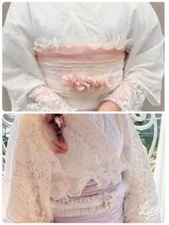 帯揚げ レース フリル ピンク 浴衣 着物 オーガンジー 成人式 振袖 七五三