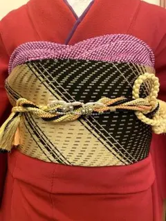 帯締め 成人式 振袖 パール ビーズ 黄色 黒 イエロー クリーム 大人可愛い