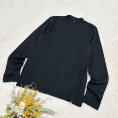 【ユニクロ】UNIQLO リブハイネックT ロンＴ ブラック M ●