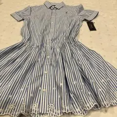 新品　Polo Ralph Lauren 半袖シャツワンピース　ストライプ