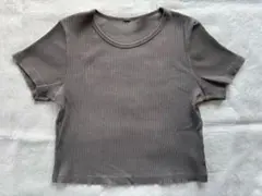 UNIQLO　ユニクロ　リブクロップドT（半袖）　グレー　XL