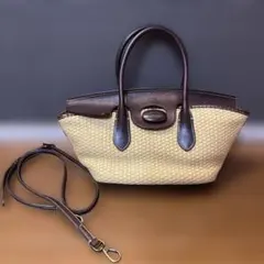 美品 Polo Ralph Lauren ラフィア×レザー 2WAY かごバッグのサムネイル
