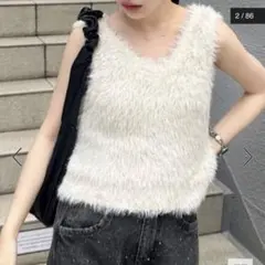 NICECLAUP/RMF ラメフェザーノースリプルオーバー アイボリー