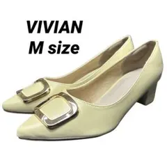 【美品】VIVIAN パンプス M ベージュ 金具 ポインテッド チャンキーのサムネイル