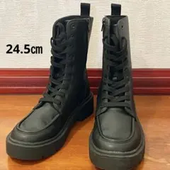 美品　ユニクロ　レースアップショートブーツ　黒　24.5㎝