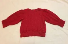 赤 ケーブル編み セーター 80サイズ