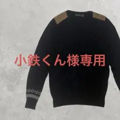 【ZARA MAN】スエード切替ニットセーターアイル柄ブラックメンズ M~L相当