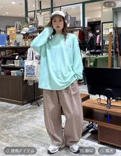 MODE NORM COREミニ裏毛グラフィックロングTシャツミントグリーン