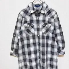 フィールドドリーム チェック ワンピース グレー ブラック シャツワンピ