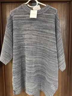 透かし編みメランジドルマンメッシュ5分袖サマーニット ASTRONOMY