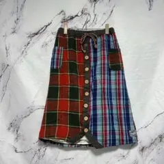 【STYLE RUDDER MARK】マルチカラー チェック柄 膝丈 スカートのサムネイル