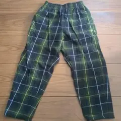 GU グリーン系チェック ロングパンツ　130センチ