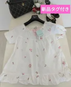 ピンク花の刺繍がかわいい部屋着、パジャマ新品タグ付き