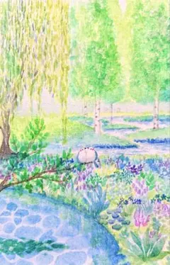 原画 水彩 森の水辺と小鳥さん 値段は※900円です - メルカリ