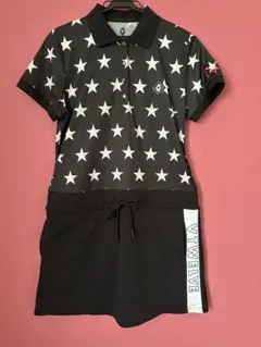 星柄ポロワンピース ブラック V12 バイザーソックス3点セット