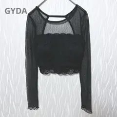 GYDA シアー レース ショート丈トップス F 長袖　オープンレースロンTのサムネイル
