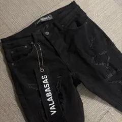 valabasas バラバサス ハードクラッシュスキニーフレアデニム 黒 30