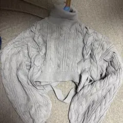 REDYAZELグレー ケーブル編み タートルネック セーター