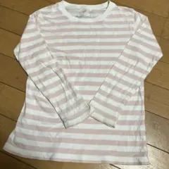 長袖カットソー 120cm ピンクと白のストライプ