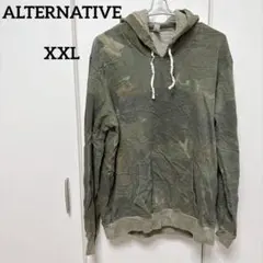 ALTERNATIVE 【XXL】パーカー オリーブグリーン　タイダイ　迷彩