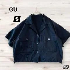 【GU 】ユーティリティ ショート シャツ クロップド丈 ブラック Ｓサイズのサムネイル