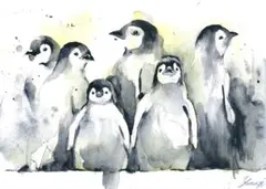 専用 肉筆原画 墨絵 水墨画 日本画 赤ちゃん ペンギン 肉筆原画 墨絵 水墨画 日本画 赤ちゃんペンギン - メルカリ