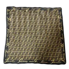今43 Fendi フェンディ FFロゴ スカーフ 黒 金 美品のサムネイル