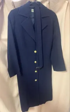 【美品】古着 濃紺 LU-VOA ネイビー ボタン付きロングコート サイズ9