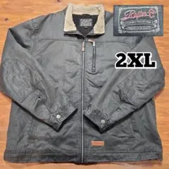 海外古着　ボア襟付きグレージャケット　2XL